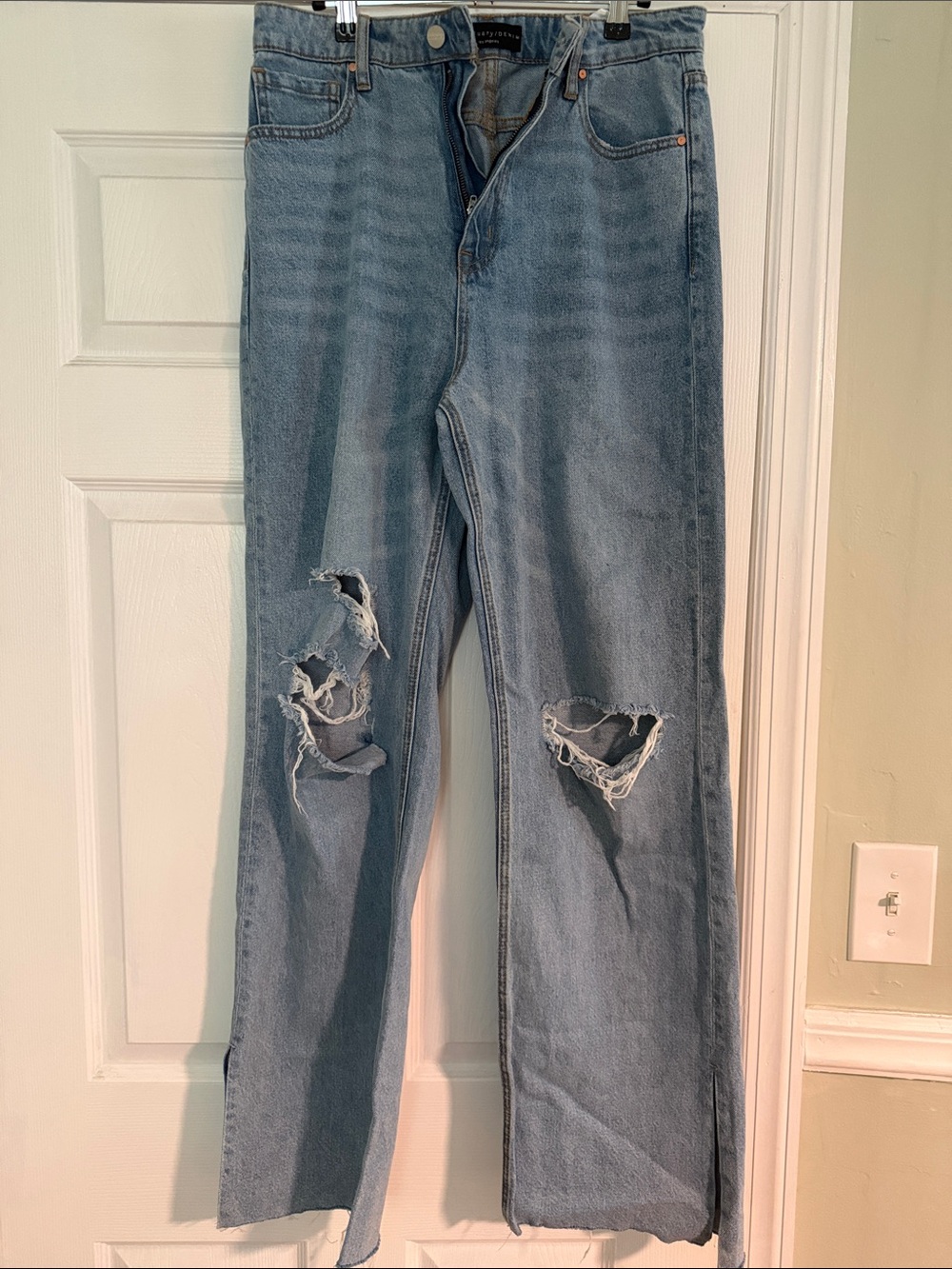 Sanctuary The Flashback High Rise Wide Leg Distressed Jeans 29